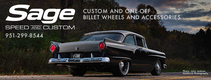 Sage Speed and Custom wheels on this 57 Fairlane from Rutterz Rodz